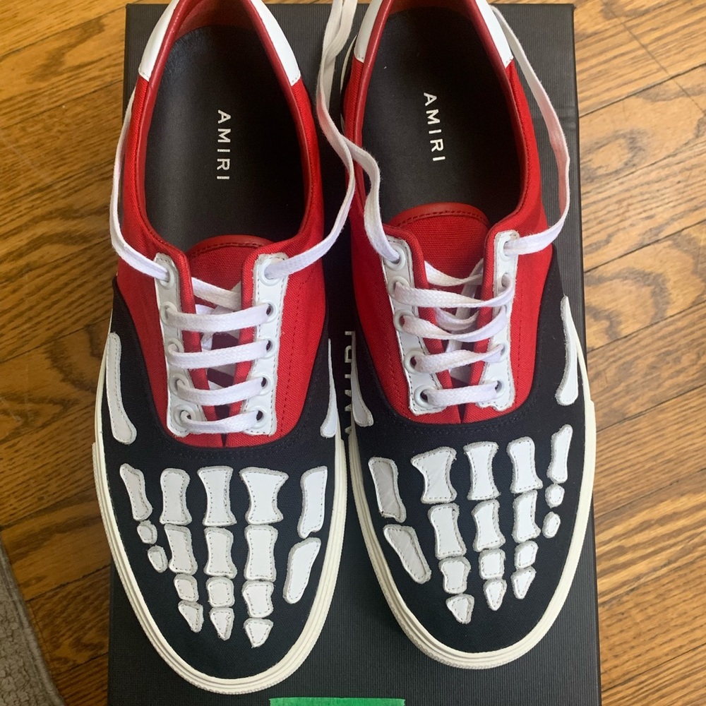 AMIRI Red and Black Skeleton Design Sneakers
